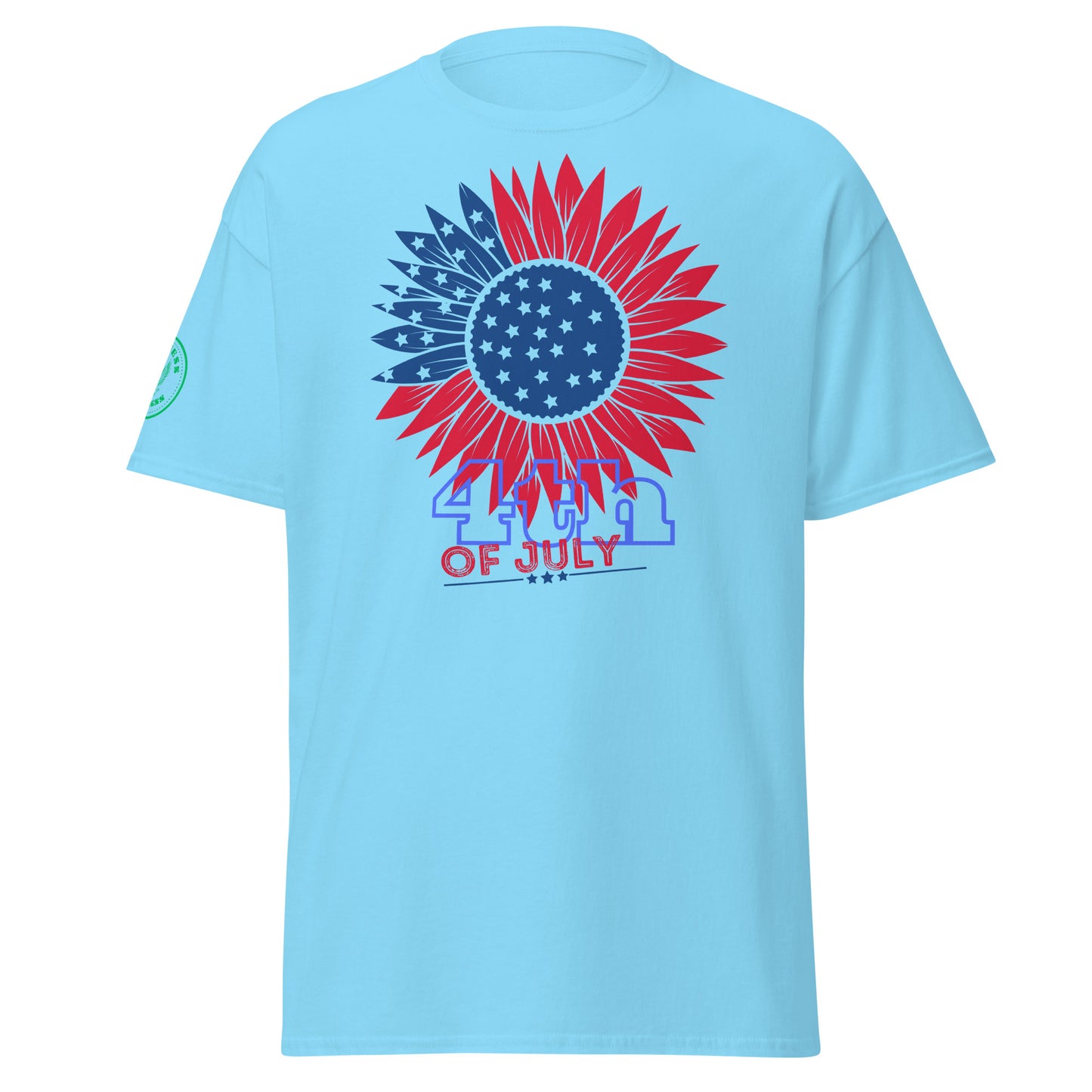 Red & Blue Sunflower Illustration 4TH JULY, USA, CALMNESS DESIGNS,  Creative Designer's,  Unisex classic tee