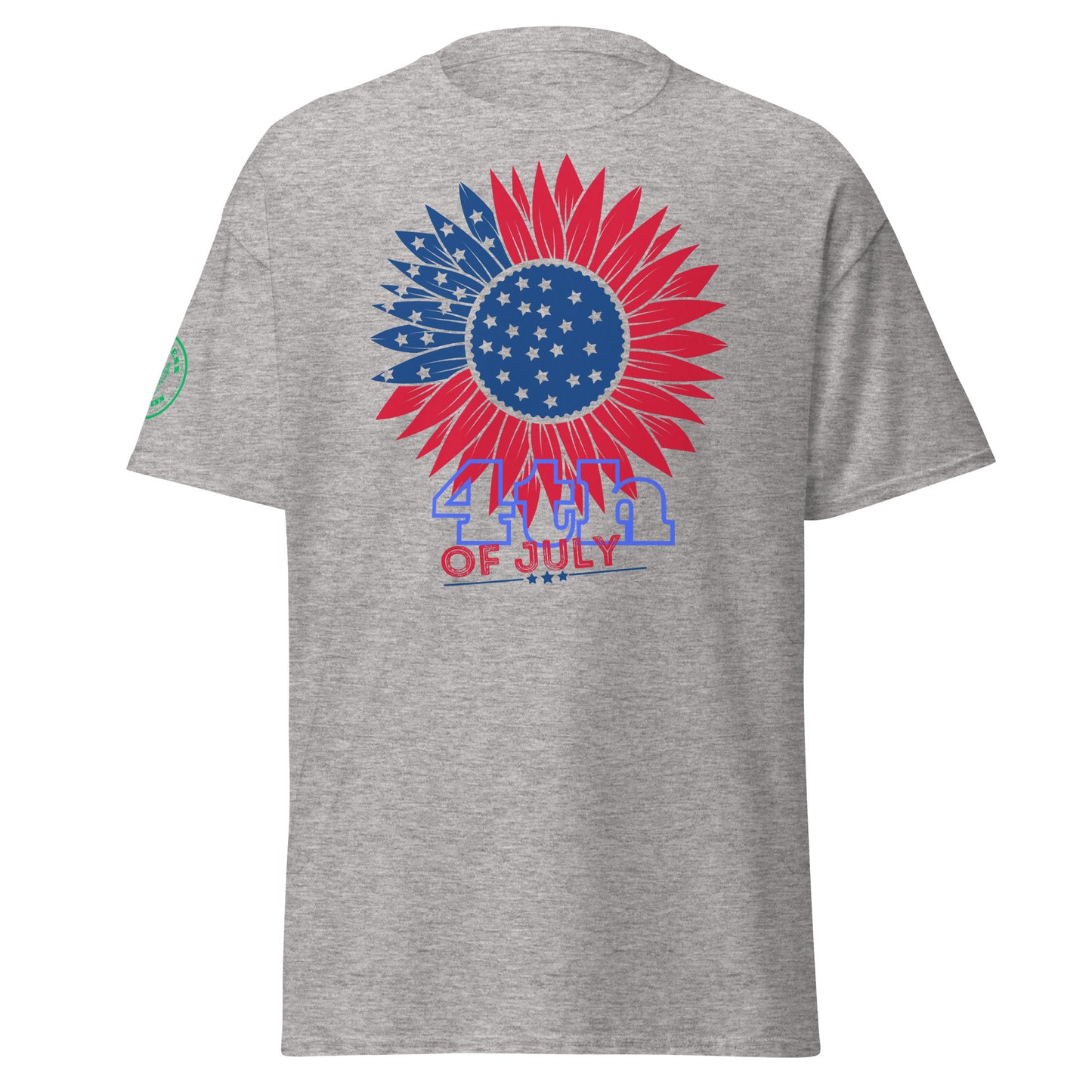 Red & Blue Sunflower Illustration 4TH JULY, USA, CALMNESS DESIGNS,  Creative Designer's,  Unisex classic tee