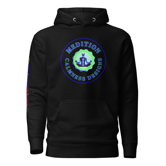 Retro Circle, MEDITION, CALMNESS DESIGNS LOGO,  Creative Designer's,  Unisex Hoodie