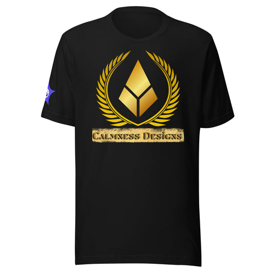 Gold Laurel Wreath, Gold Diamond Shape,  CALMNESS DESIGNS,  Creative Designer's,  Unisex t-shirt