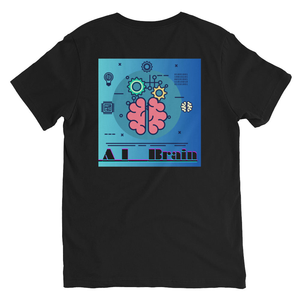 (A I) Brain,   Artificial  Intelligence, Nuts, Bolts and Chips,  CALMNESS DESIGNS,  Creative Designer's, Unisex Short Sleeve V-Neck T-Shirt