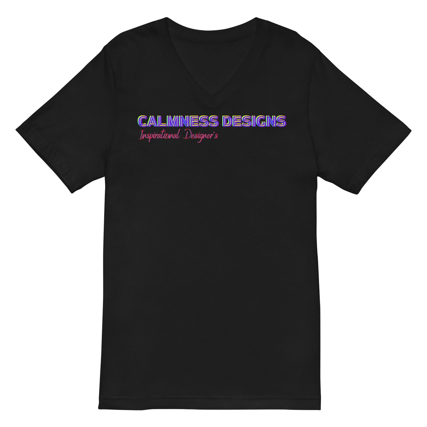 Calmness Designs, Inspirational Designer's,   Unisex Short Sleeve V-Neck T-Shirt