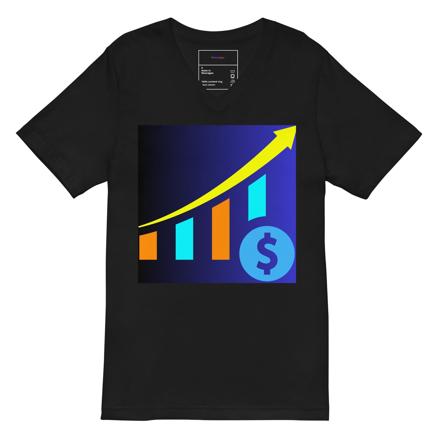 Money Growth, Growth Chart, Arrow, Dollar-Sign ,Calmness Designs, Creative Designs,   Unisex Short Sleeve V-Neck T-Shirt