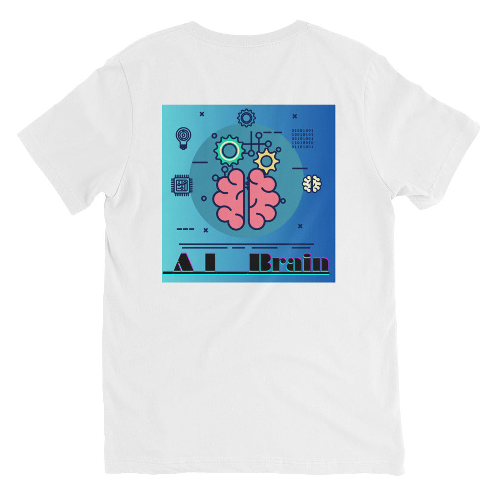 (A I) Brain,   Artificial  Intelligence, Nuts, Bolts and Chips,  CALMNESS DESIGNS,  Creative Designer's,  Unisex Short Sleeve V-Neck T-Shirt