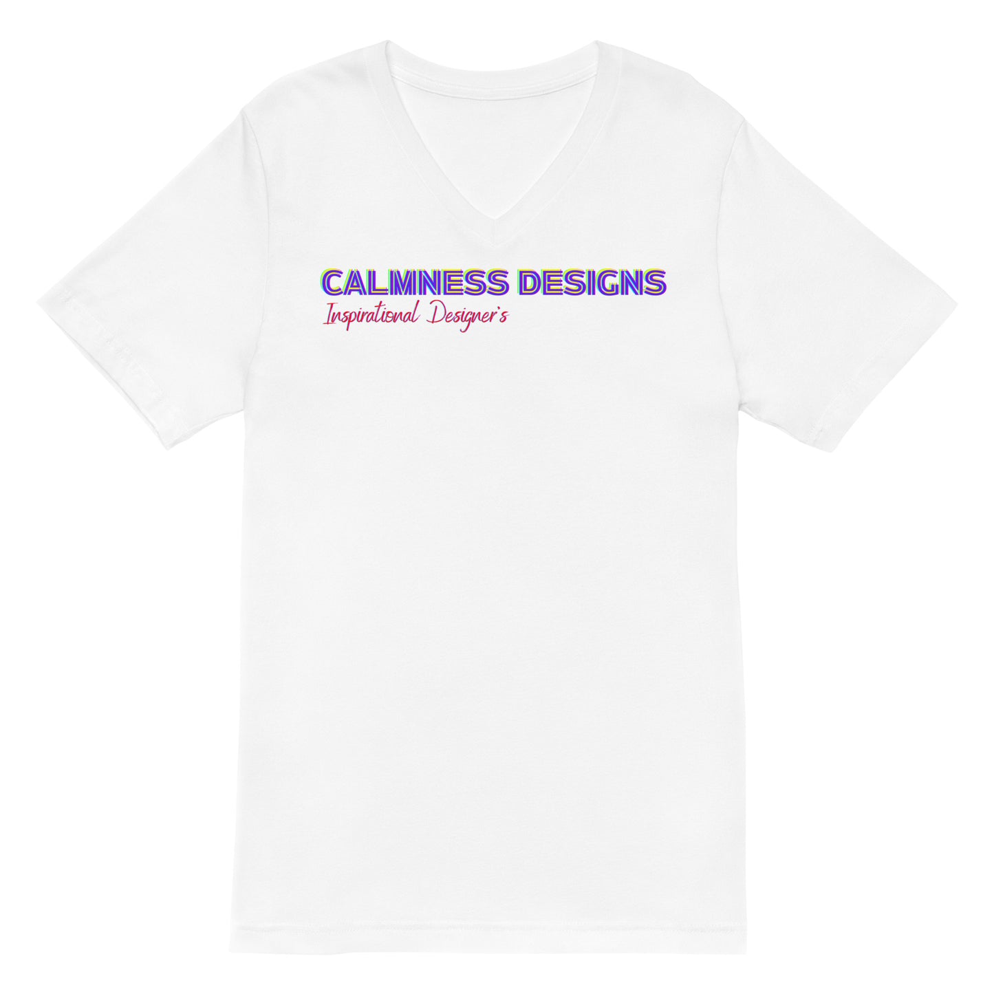 Calmness Designs, Inspirational Designer's,   Unisex Short Sleeve V-Neck T-Shirt