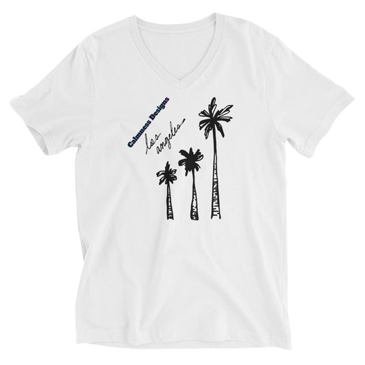 Calmness Designs, Los Angeles,  Unisex Short Sleeve V-Neck T-Shirt