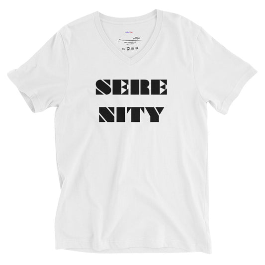 SERENITY, Calmness Designs, Creative Designs,    Unisex Short Sleeve V-Neck T-Shirt