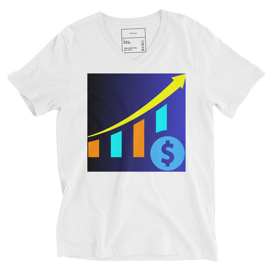 Money Growth, Growth Chart, Arrow, Dollar-Sign ,Calmness Designs, Creative Designs,Unisex Short Sleeve V-Neck T-Shirt