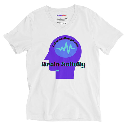 Brain Activity, CALMNESSDESGIN.COM    Unisex Short Sleeve V-Neck T-Shirt