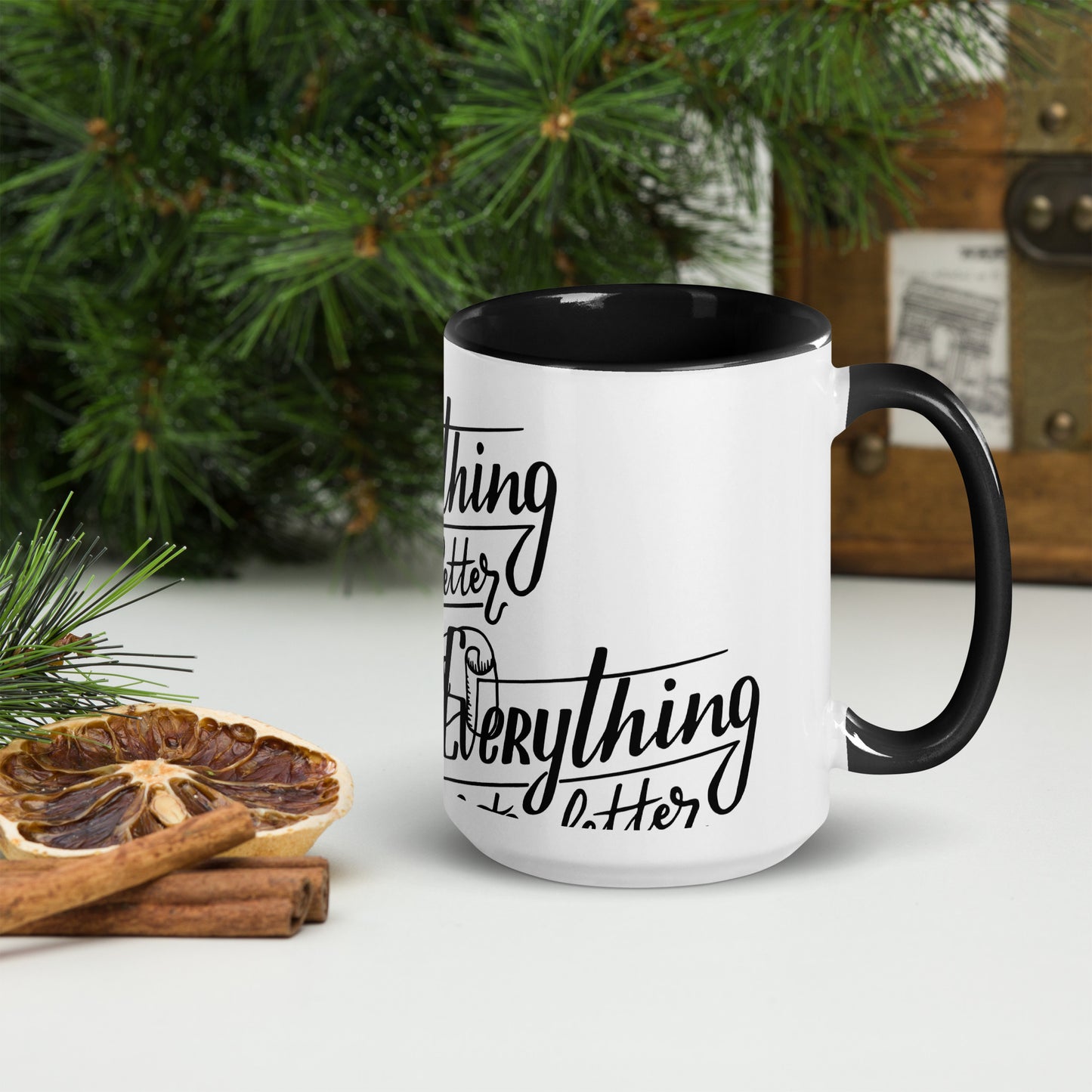 Everything Gets Better with COFFEE, CALMNESS DESIGNS,  Creative Designer's,  Mug with Color Inside