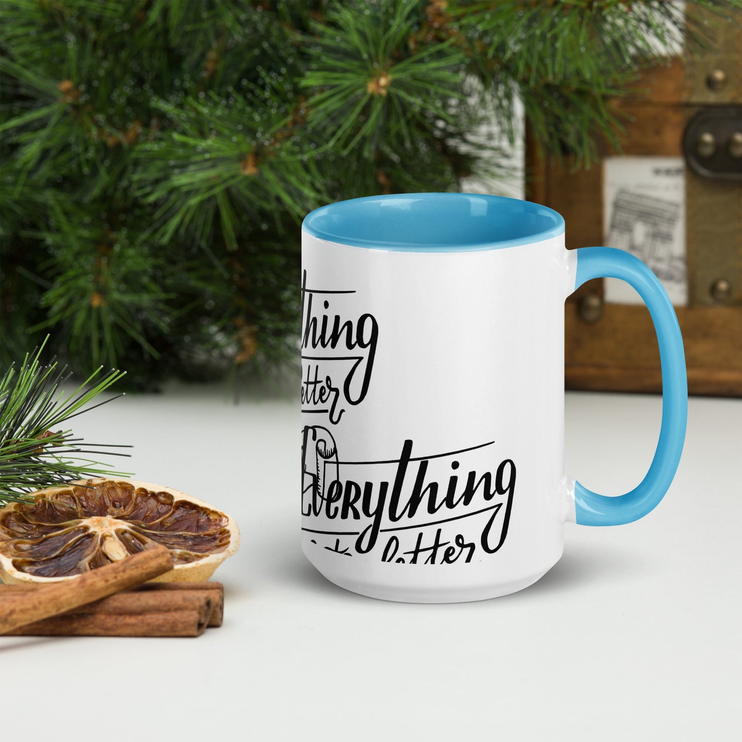 Everything Gets Better with COFFEE, CALMNESS DESIGNS,  Creative Designer's,  Mug with Color Inside