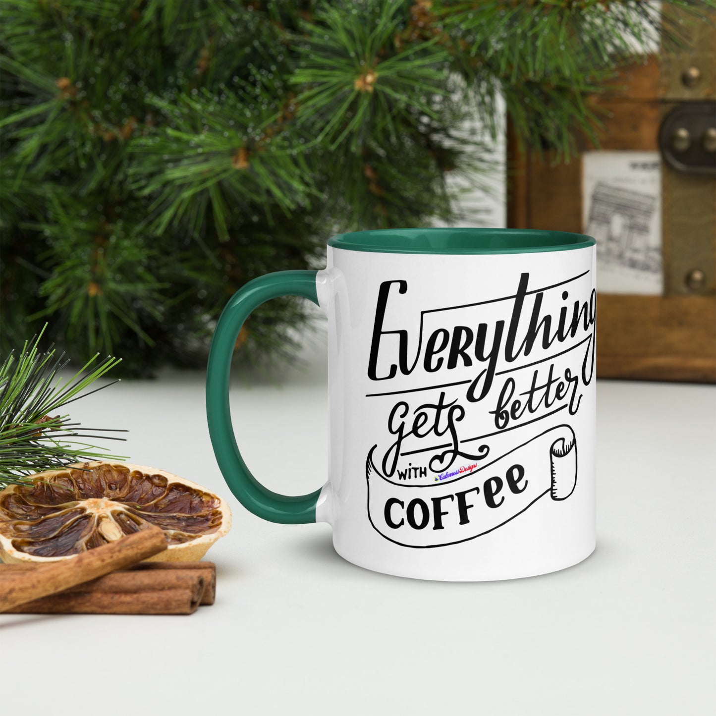 Everything Gets Better with COFFEE, CALMNESS DESIGNS,  Creative Designer's,  Mug with Color Inside