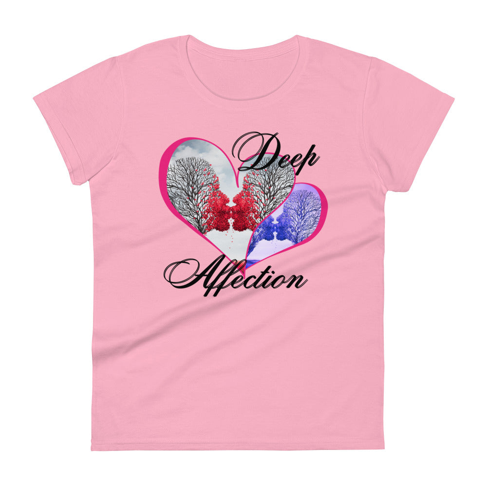 Love Therapy, Couple Kissing Hearts, Deep Affection, Calmness Designs,   Women's short sleeve t-shirt