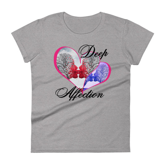 Love Therapy, Couple Kissing Hearts, Deep Affection, Calmness Designs,   Women's short sleeve t-shirt