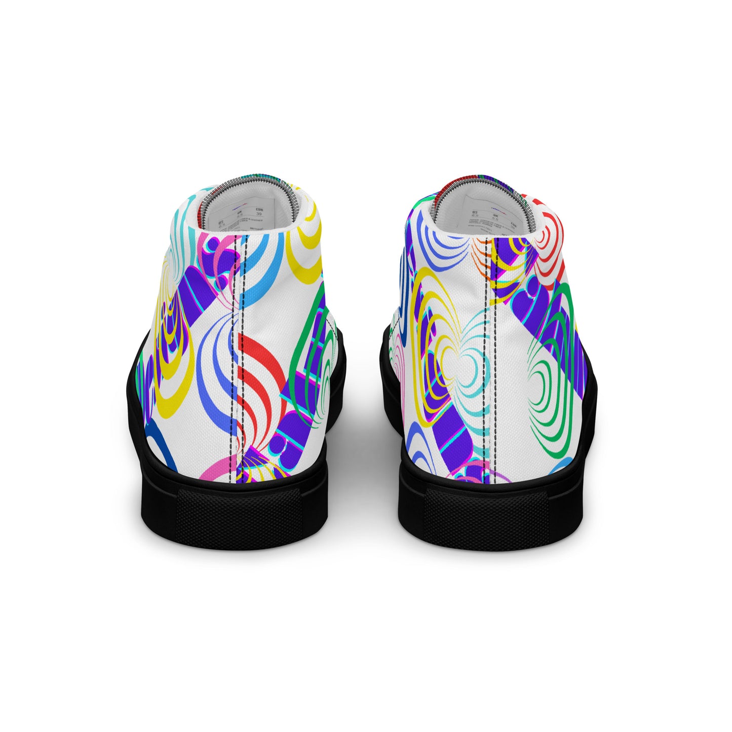 Round Circle Lines, Calmness Designs,  Women’s high top canvas shoes