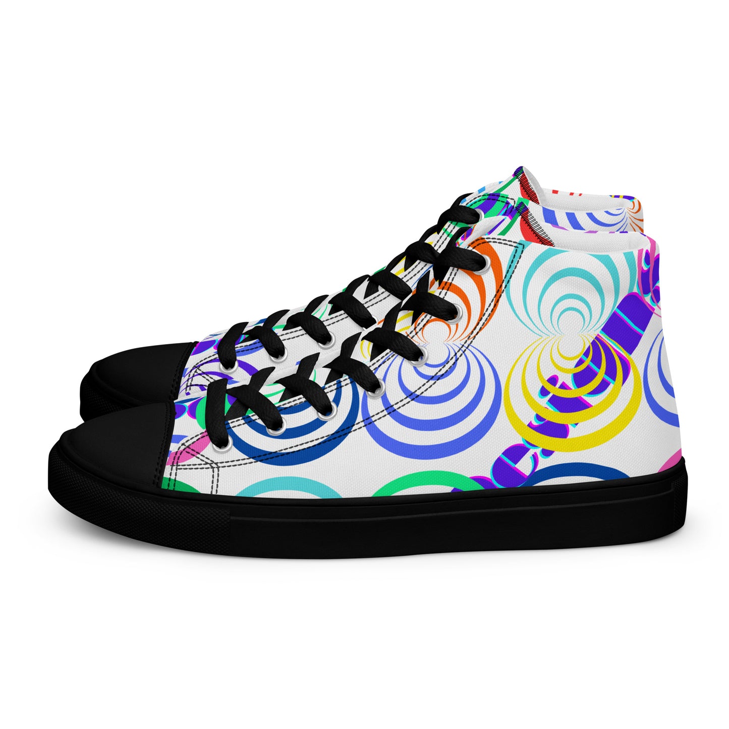 Round Circle Lines, Calmness Designs,  Women’s high top canvas shoes