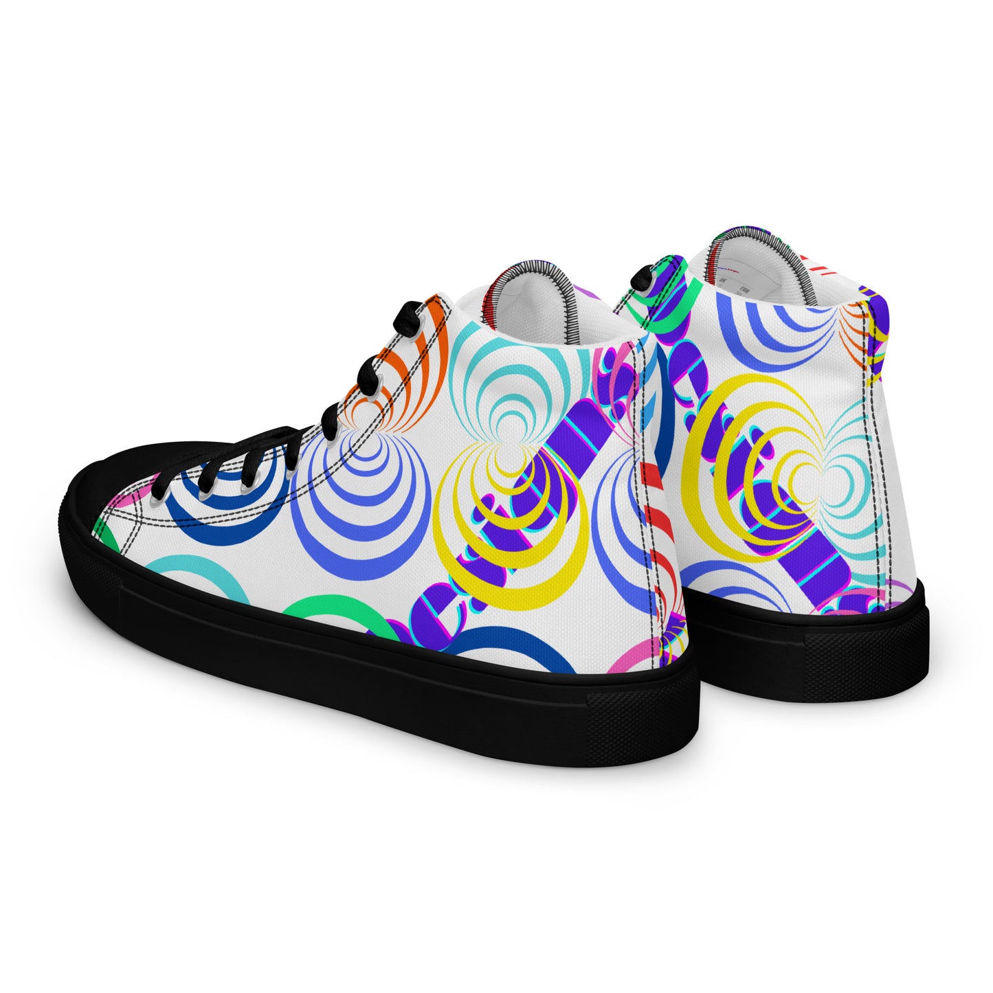 Round Circle Lines, Calmness Designs,  Women’s high top canvas shoes