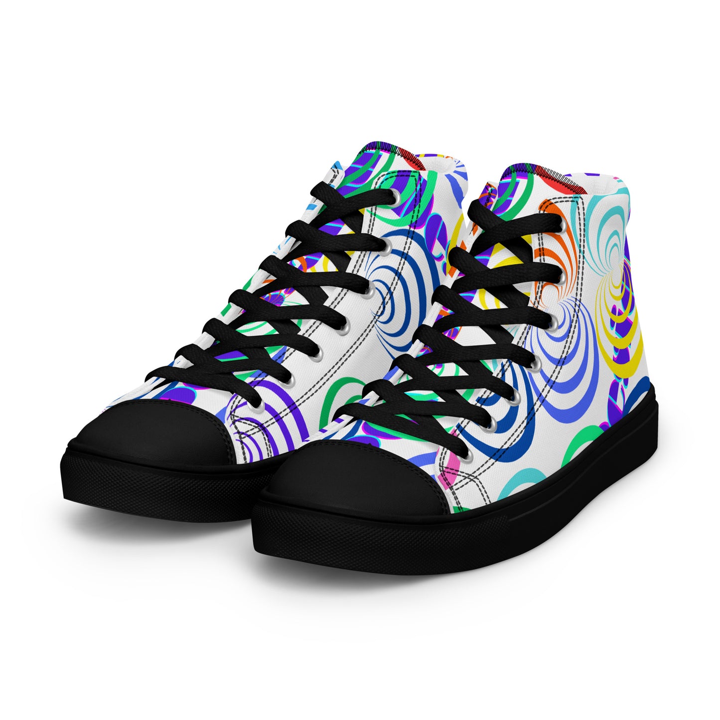 Round Circle Lines, Calmness Designs,  Women’s high top canvas shoes