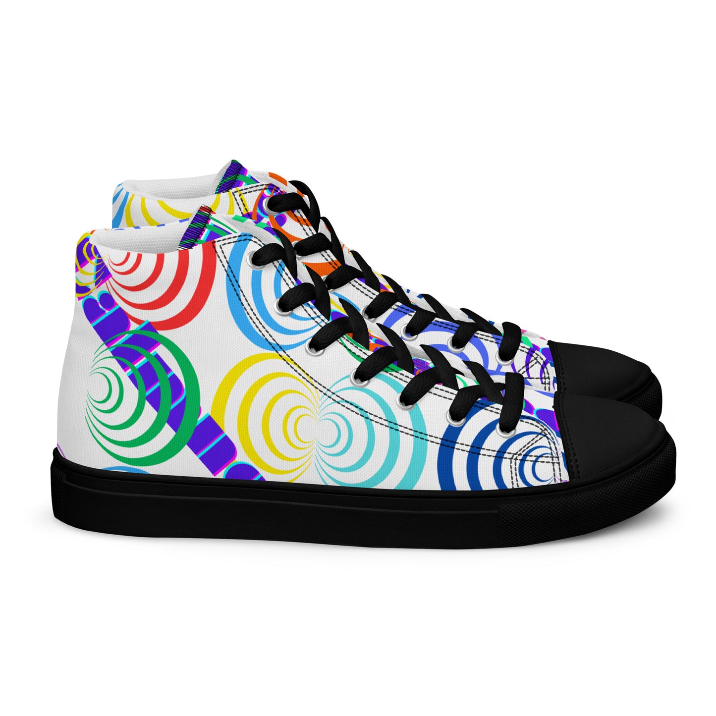 Round Circle Lines, Calmness Designs,  Women’s high top canvas shoes