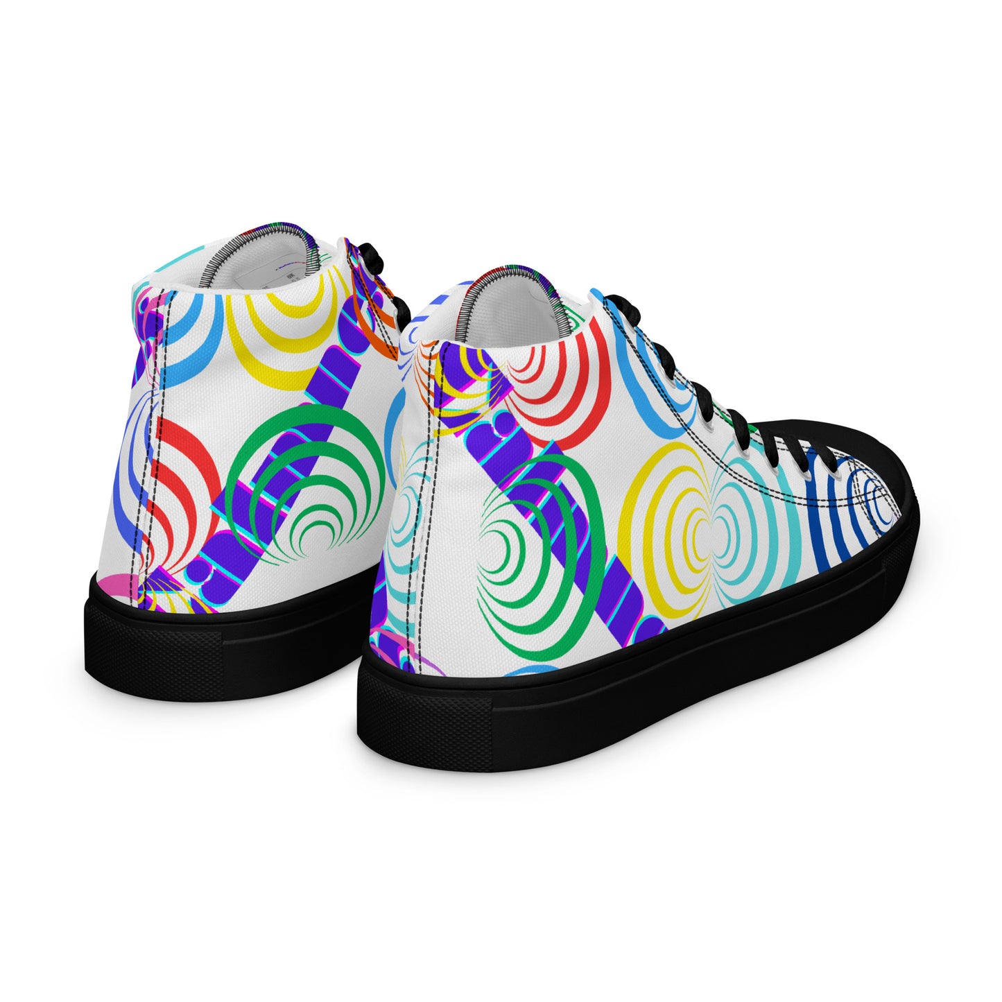 Round Circle Lines, Calmness Designs,  Women’s high top canvas shoes