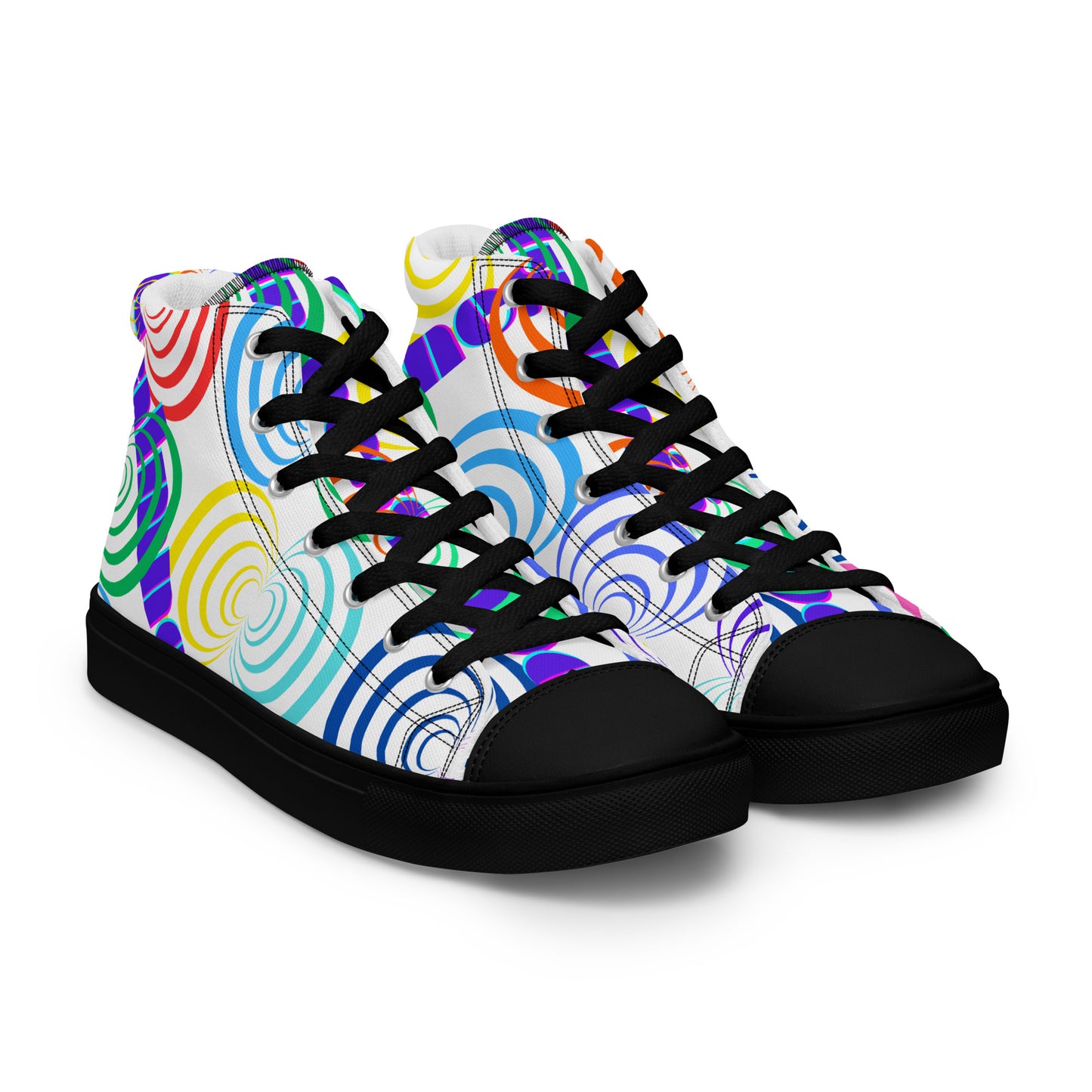 Round Circle Lines, Calmness Designs,  Women’s high top canvas shoes