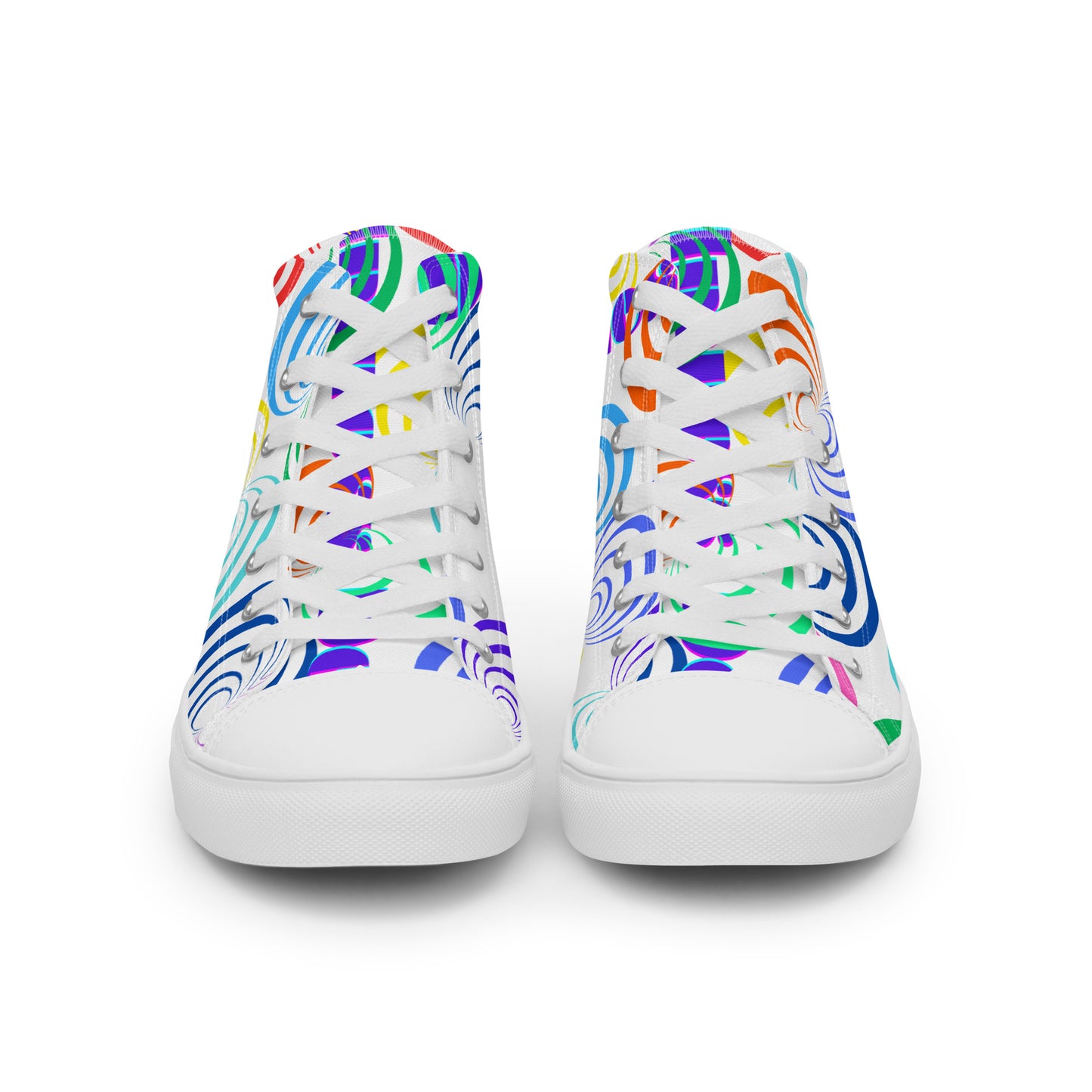 Round Circle Lines, Calmness Designs,  Women’s high top canvas shoes