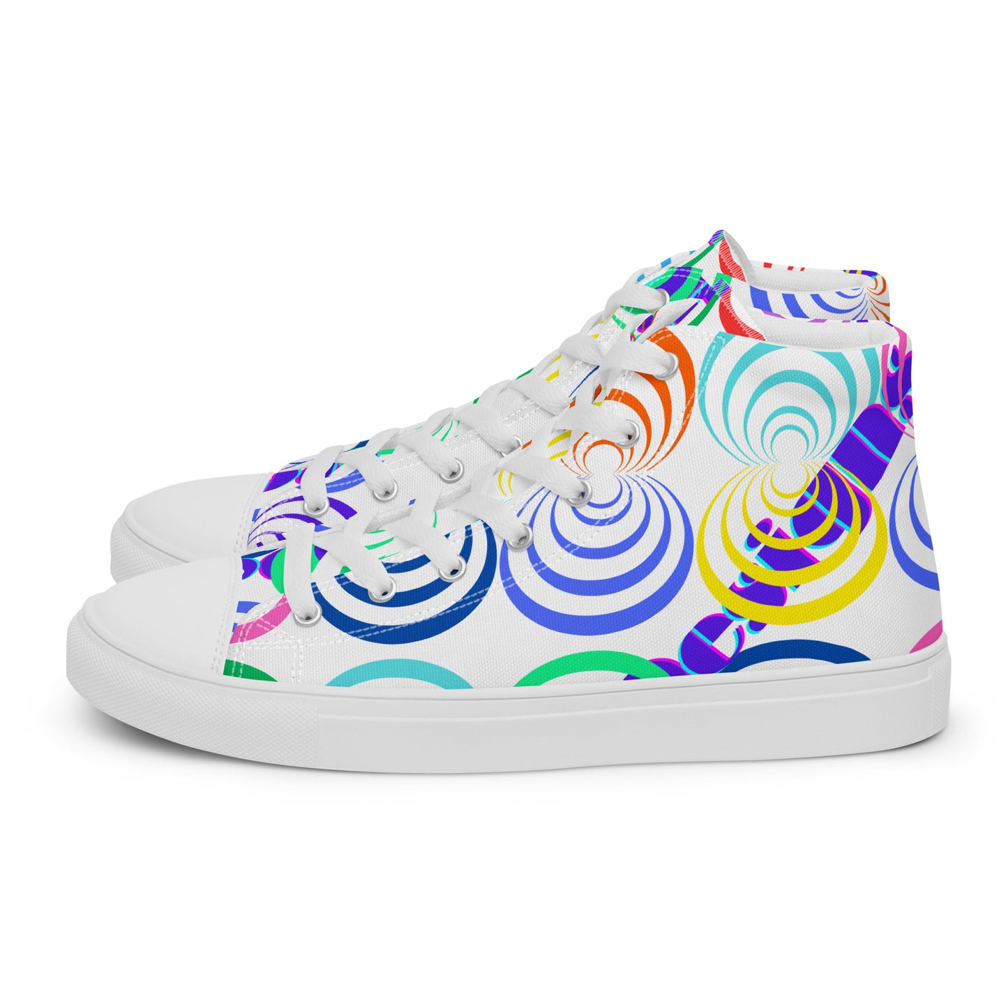 Round Circle Lines, Calmness Designs,  Women’s high top canvas shoes