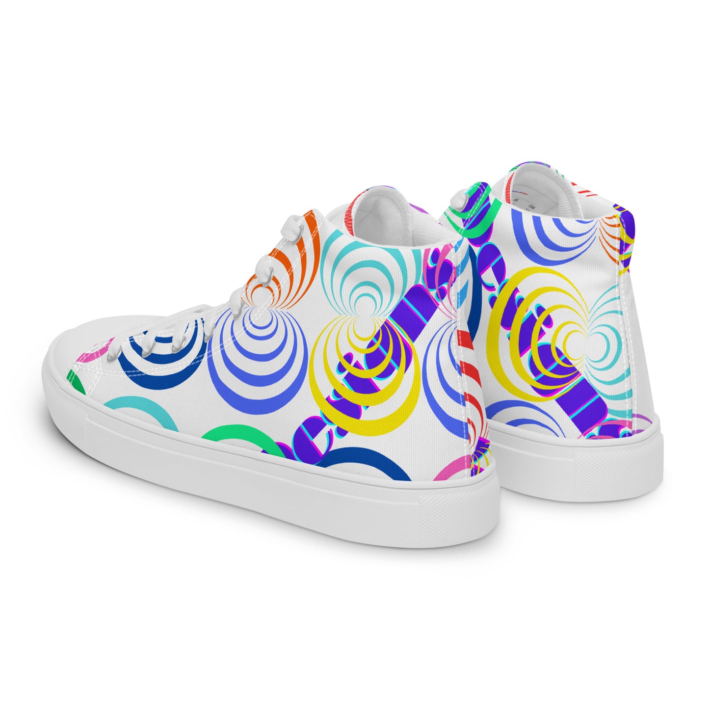 Round Circle Lines, Calmness Designs,  Women’s high top canvas shoes