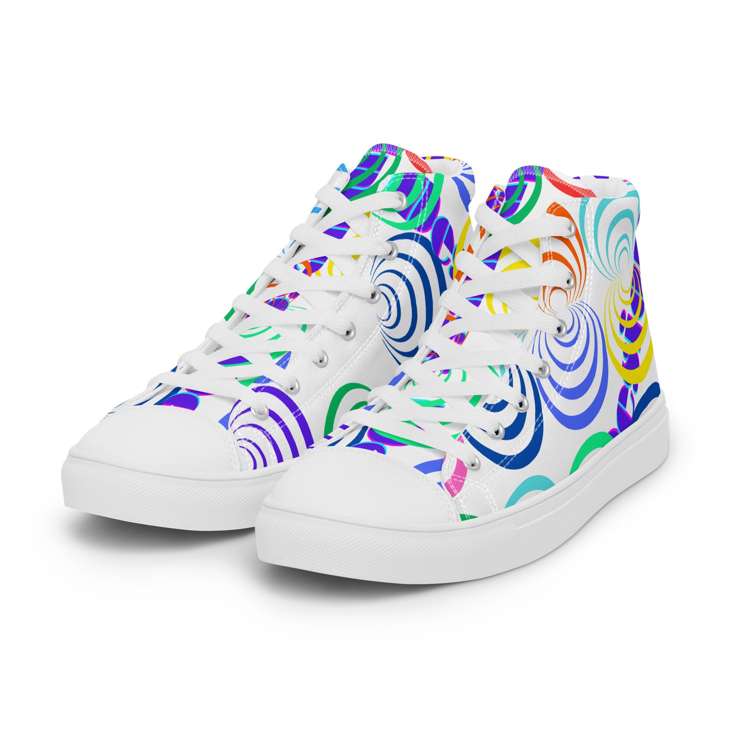 Round Circle Lines, Calmness Designs,  Women’s high top canvas shoes