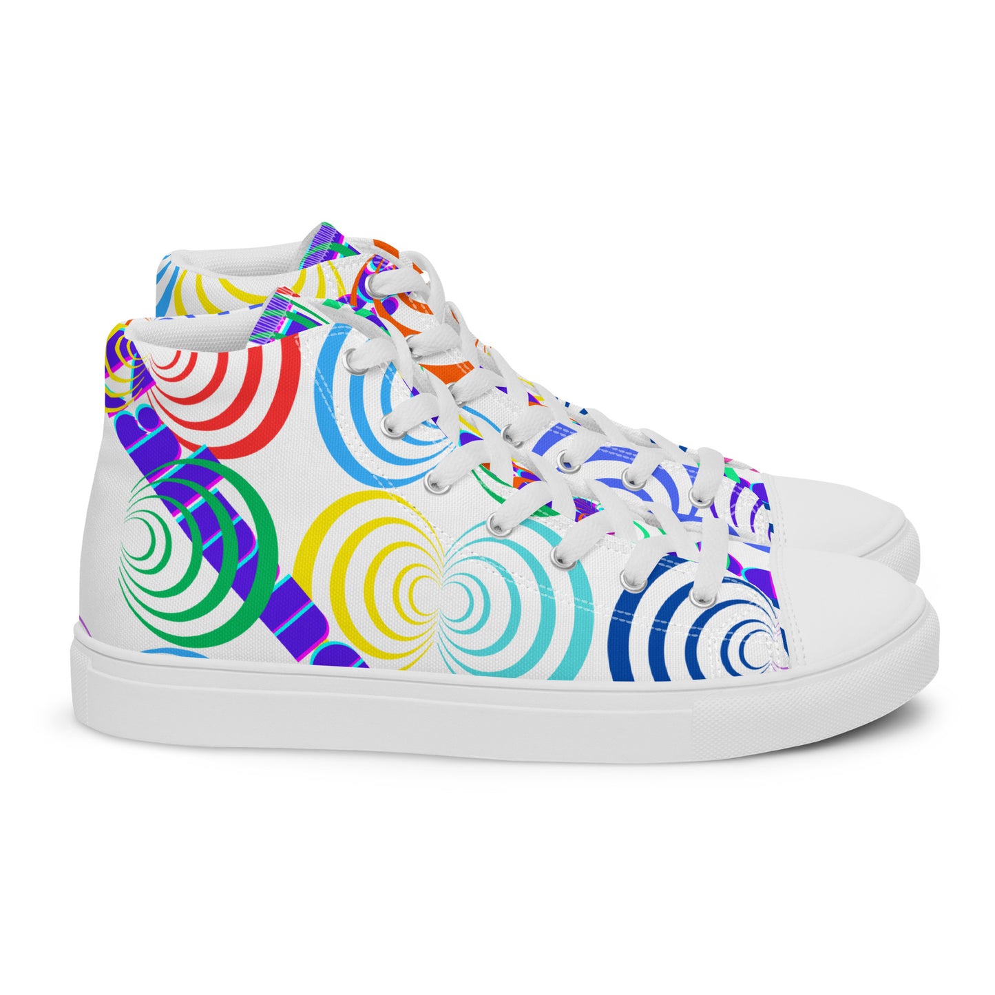 Round Circle Lines, Calmness Designs,  Women’s high top canvas shoes