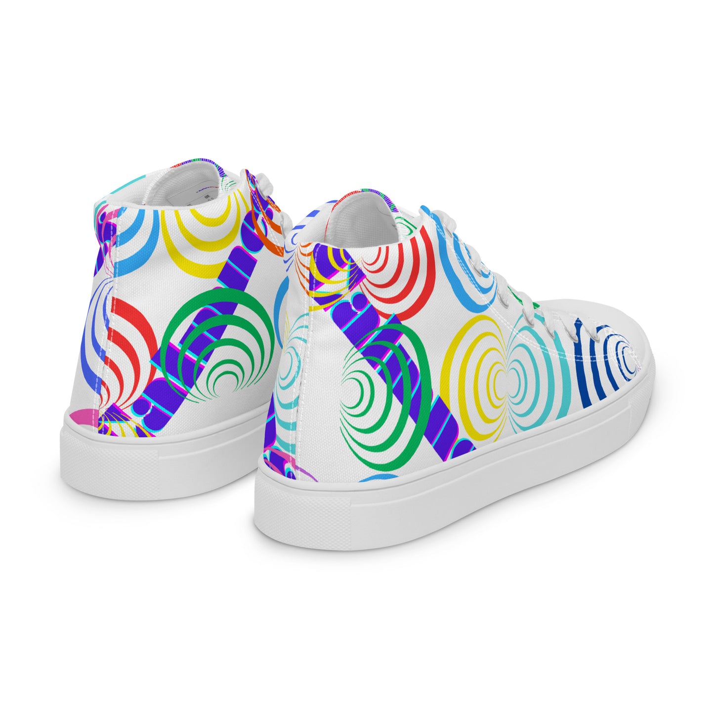 Round Circle Lines, Calmness Designs,  Women’s high top canvas shoes