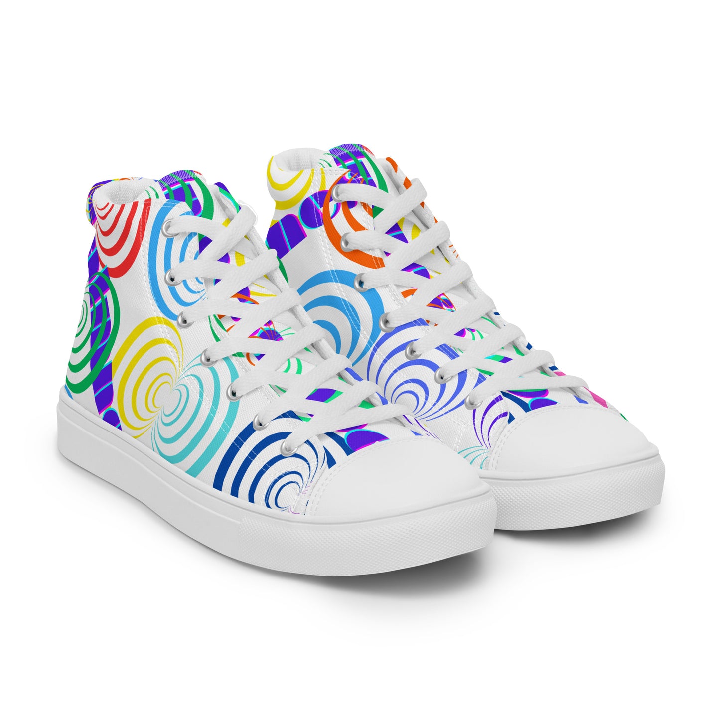 Round Circle Lines, Calmness Designs,  Women’s high top canvas shoes