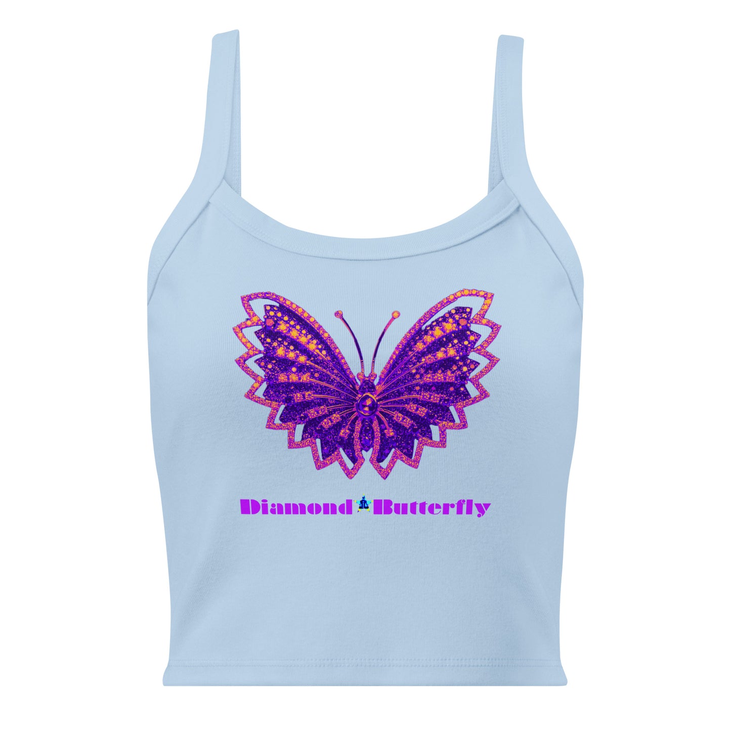 Designer Diamond Butterfly Brooch,  Women’s micro-rib tank top