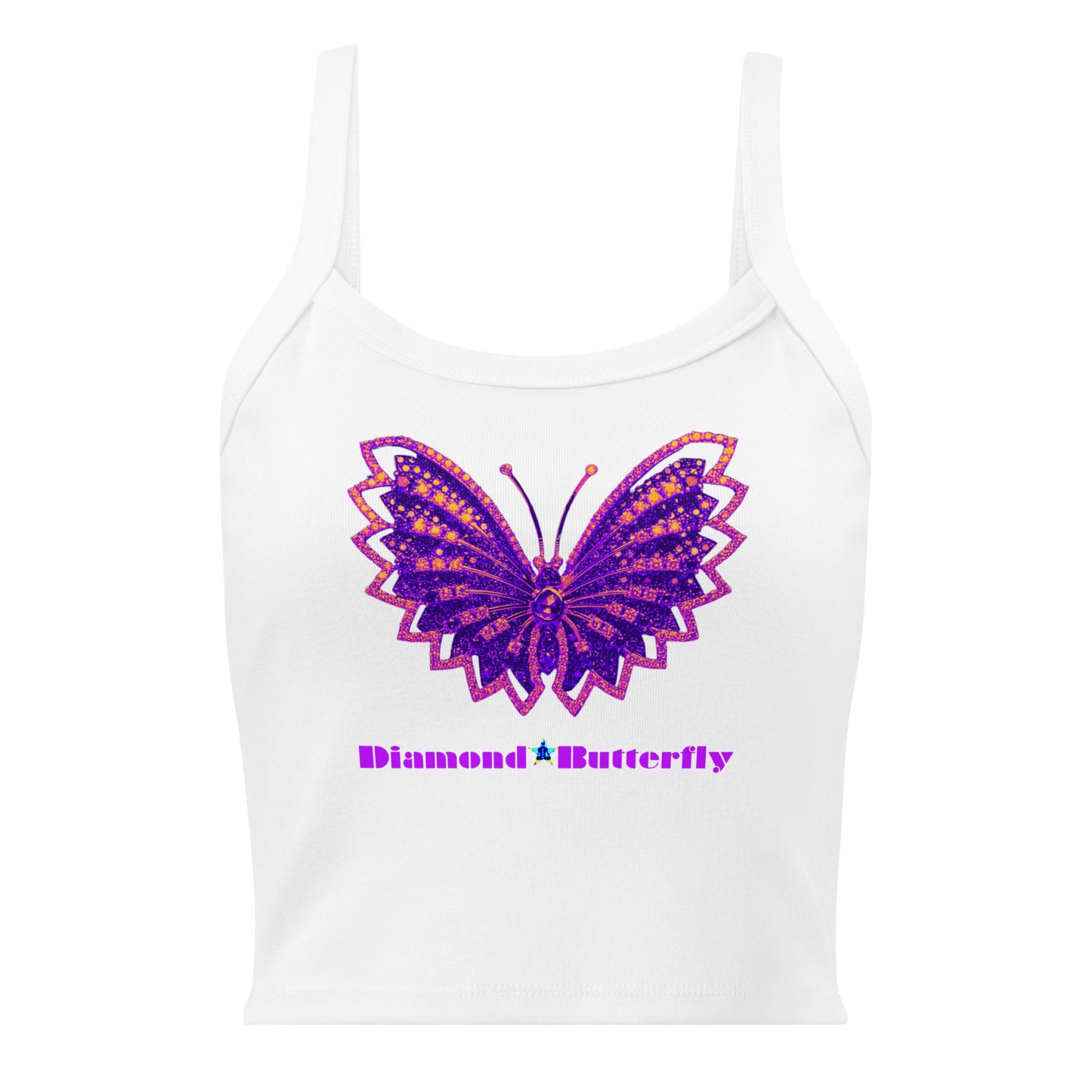 Designer Diamond Butterfly Brooch,  Women’s micro-rib tank top