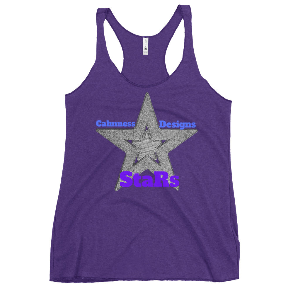 Gray Christmas Stars, Calmness Designs,  Women's Racerback Tank