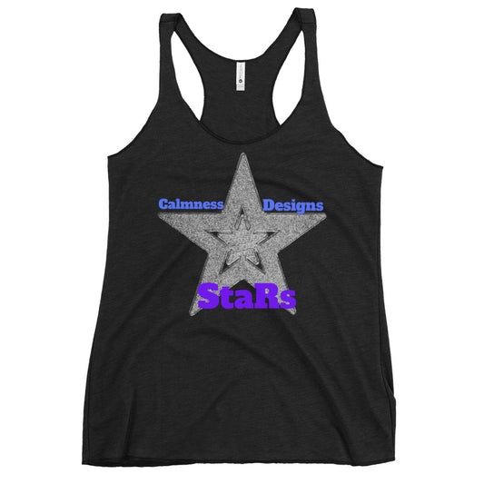 Gray Christmas Stars, Calmness Designs,  Women's Racerback Tank