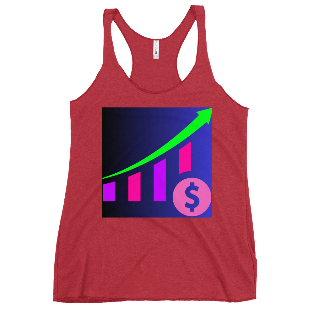 Money Growth, Growth Chart, Arrow, Dollar-Sign ,Calmness Designs, Creative Designs,   Women's Racerback Tank