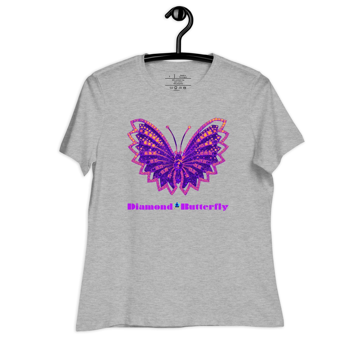 Designer Diamond Butterfly Brooch,  CALMNESS DESIGNS,  Women's Relaxed T-Shirt