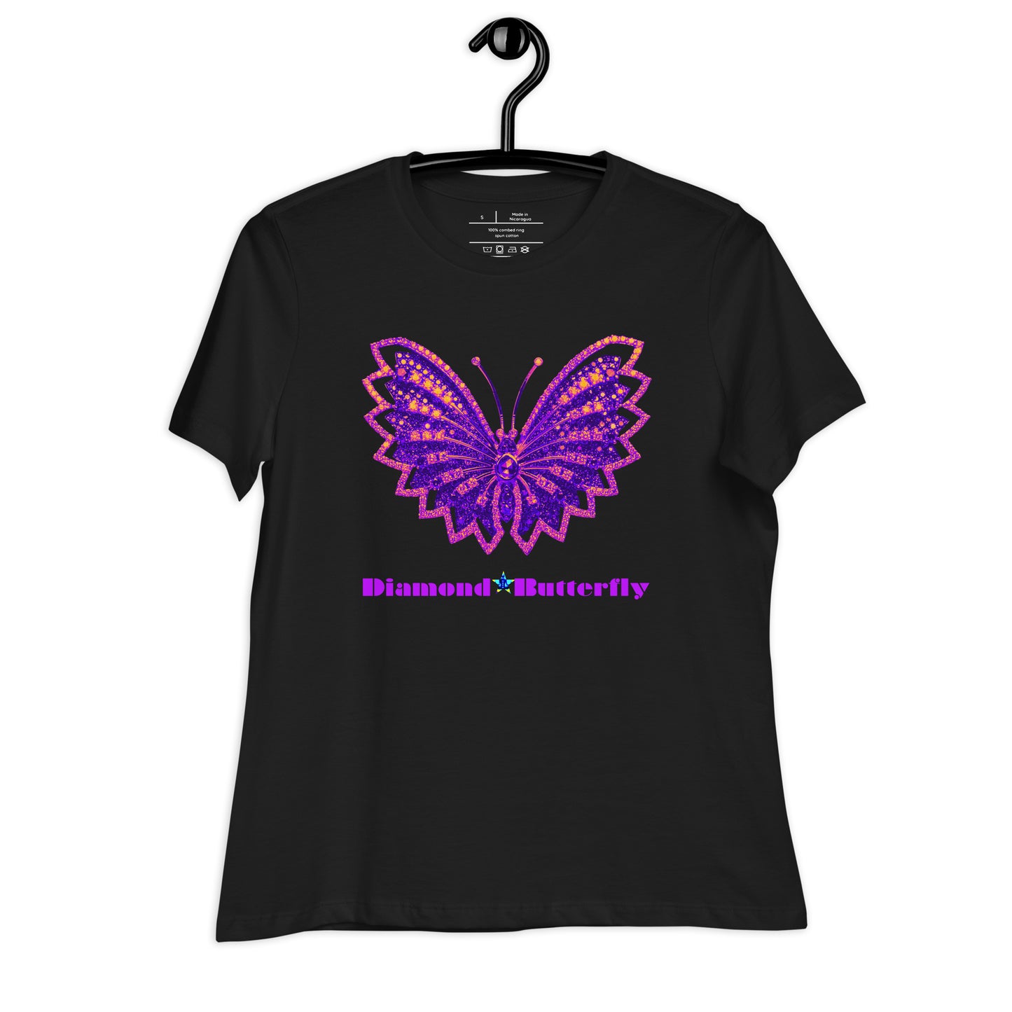 Designer Diamond Butterfly Brooch,  CALMNESS DESIGNS,  Women's Relaxed T-Shirt