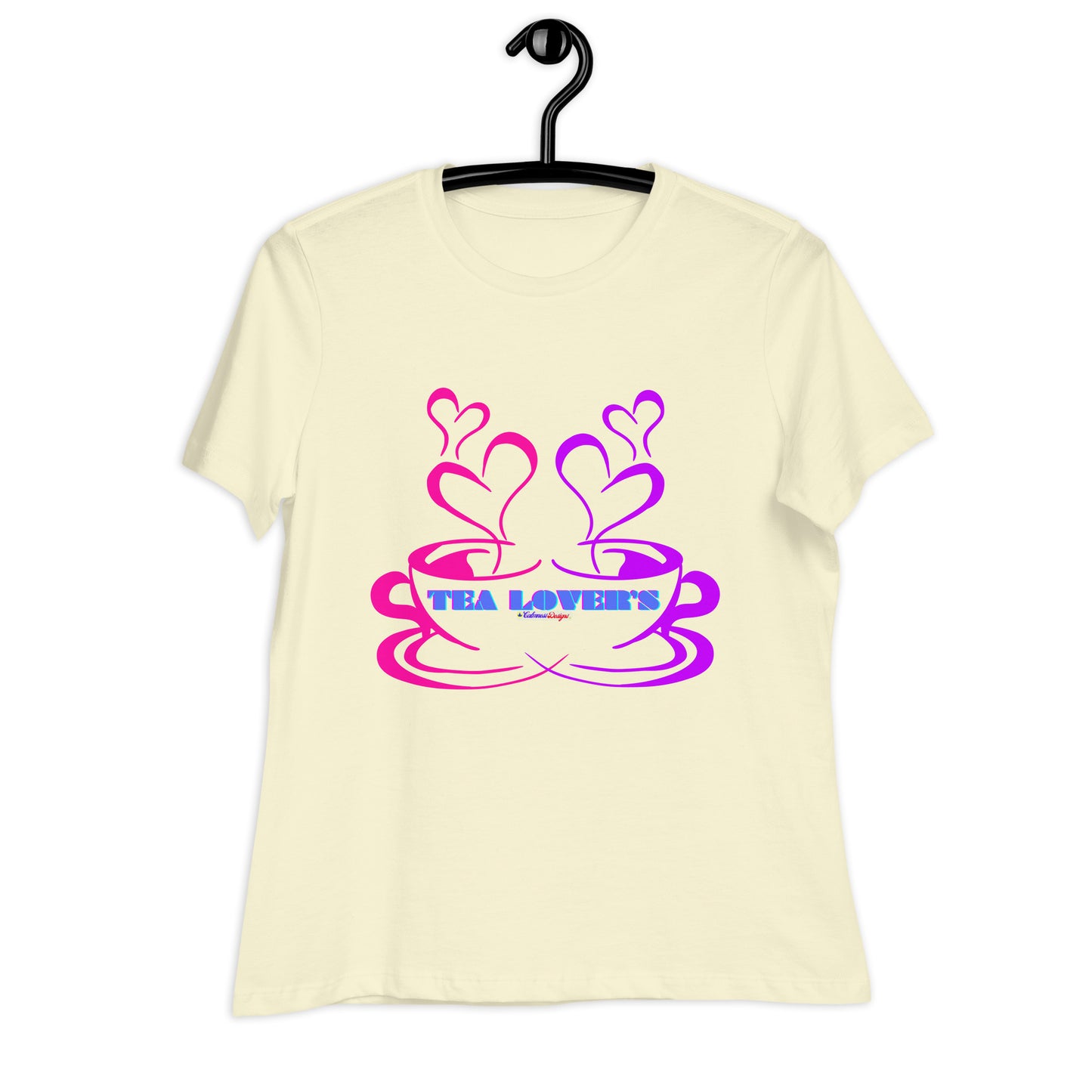 TEA LOVER'S 2 CUPS of COFFEE, Hearts, CALMNESS DESIGNS,  Creative Designer's,  Women's Relaxed T-Shirt