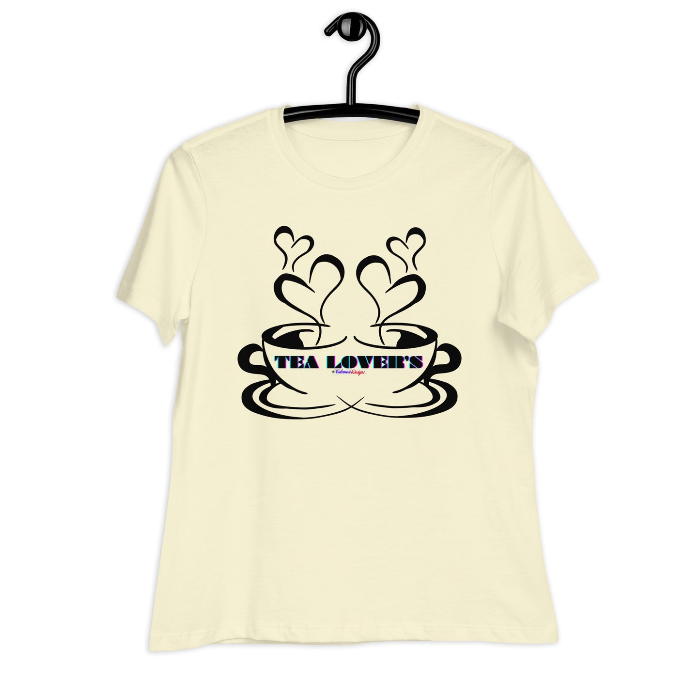 TEA LOVER'S 2 CUPS of COFFEE, Hearts, CALMNESS DESIGNS,  Creative Designer's,  Women's Relaxed T-Shirt