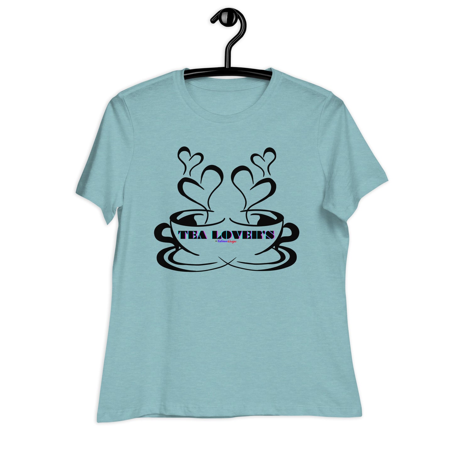 TEA LOVER'S 2 CUPS of COFFEE, Hearts, CALMNESS DESIGNS,  Creative Designer's,  Women's Relaxed T-Shirt