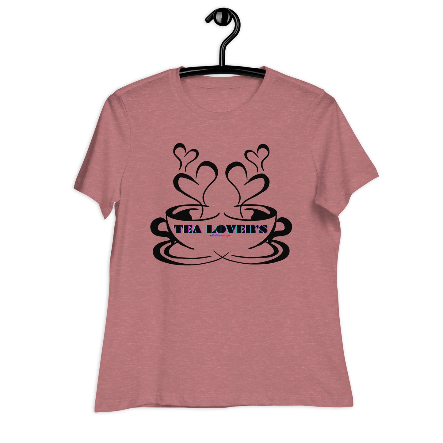 TEA LOVER'S 2 CUPS of COFFEE, Hearts, CALMNESS DESIGNS,  Creative Designer's,  Women's Relaxed T-Shirt