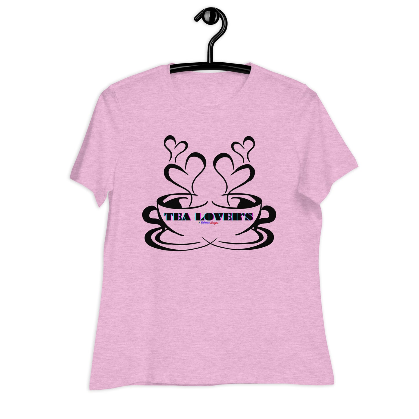 TEA LOVER'S 2 CUPS of COFFEE, Hearts, CALMNESS DESIGNS,  Creative Designer's,  Women's Relaxed T-Shirt