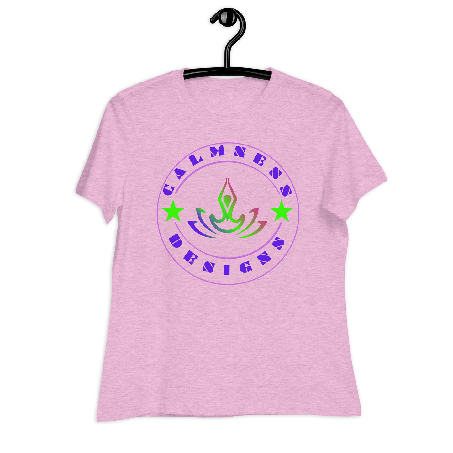 Yoga Meditation, Lotus Pose, Stars,  CALMNESS DESIGNS,  Creative Designer's,  Women's Relaxed T-Shirt