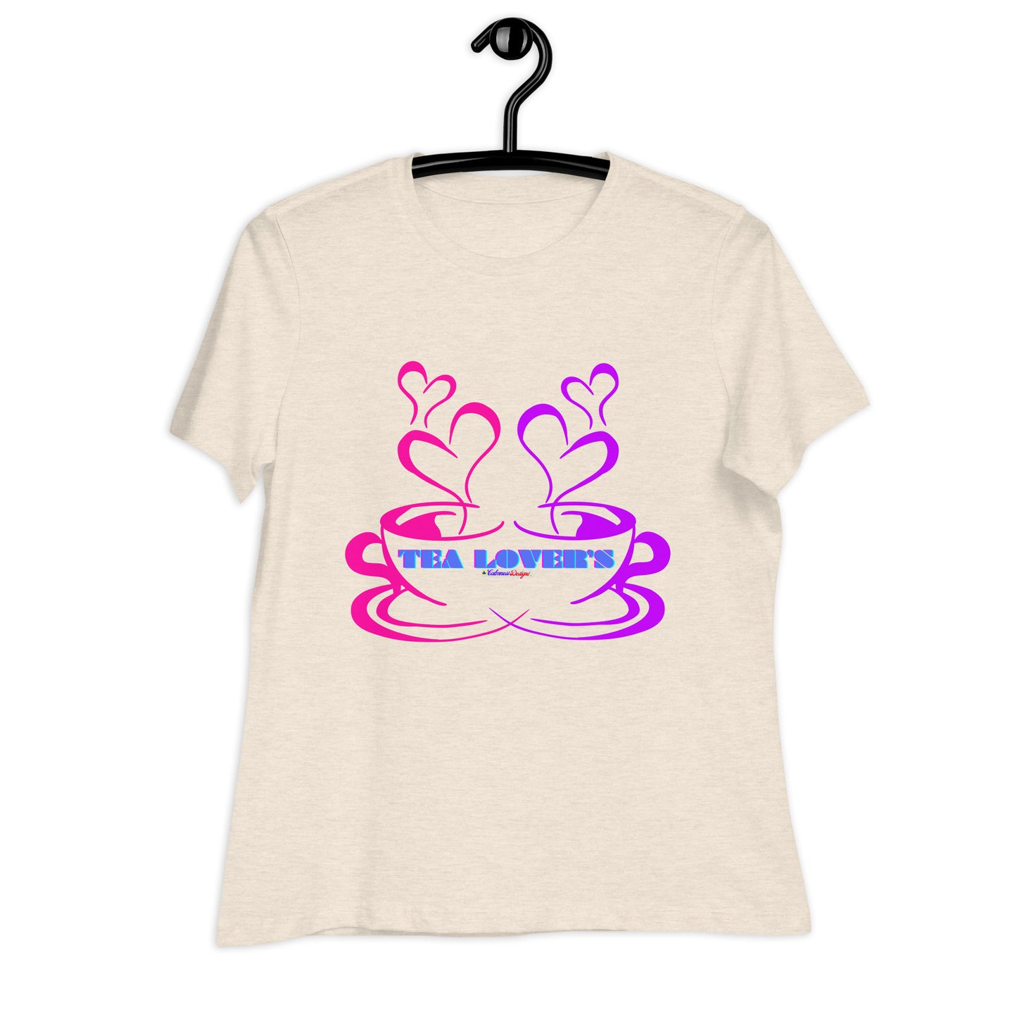 TEA LOVER'S 2 CUPS of COFFEE, Hearts, CALMNESS DESIGNS,  Creative Designer's,  Women's Relaxed T-Shirt