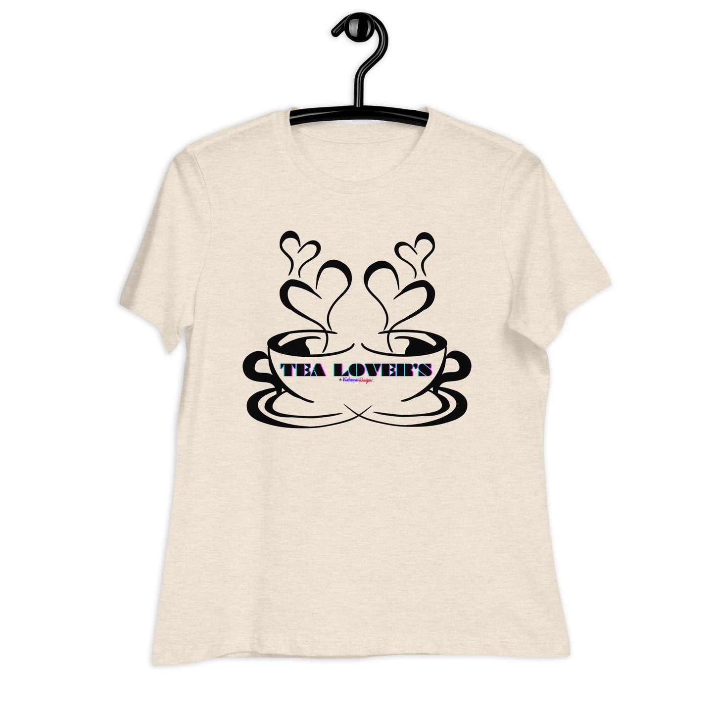 TEA LOVER'S 2 CUPS of COFFEE, Hearts, CALMNESS DESIGNS,  Creative Designer's,  Women's Relaxed T-Shirt