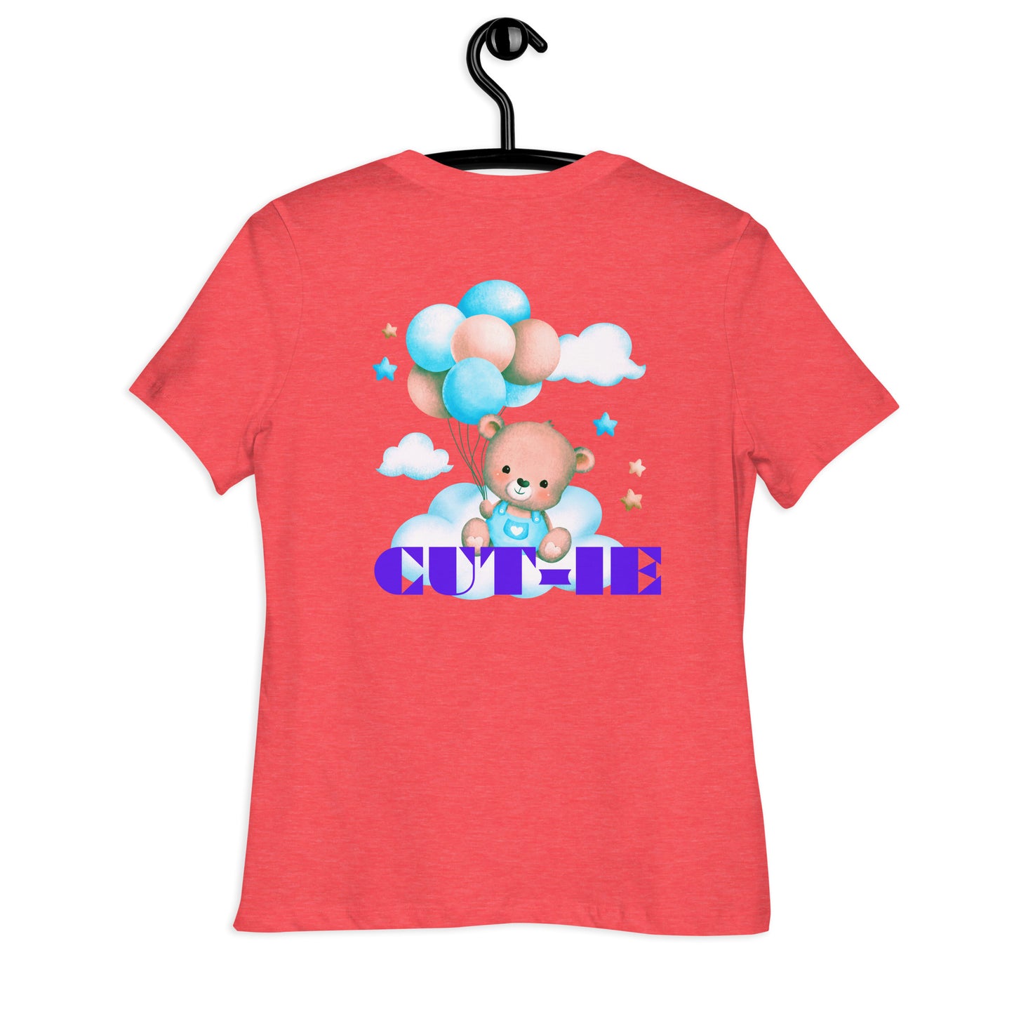 Cute Teddy Bear and Balloon, Calmness Designs, Creative Designs,    Women's Relaxed T-Shirt