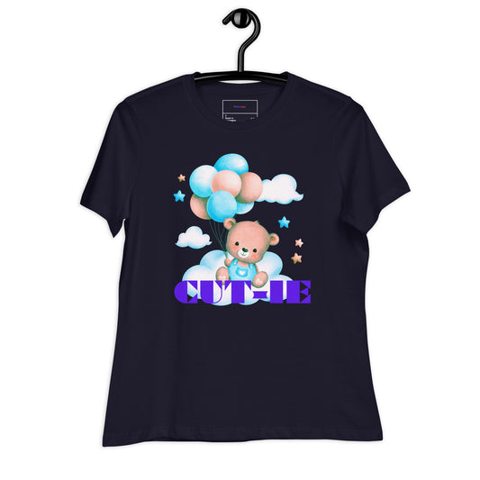 Cute Teddy Bear and Balloon, Calmness Designs, Creative Designs,    Women's Relaxed T-Shirt