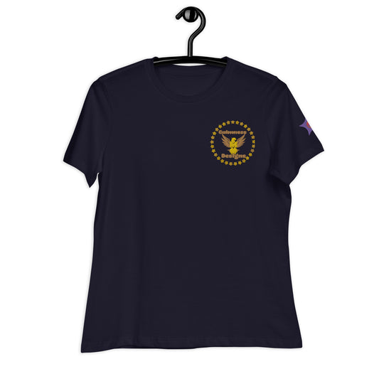 GOLDEN EAGLE, GOLDEN STAR BORDER, CALMNESS DESIGNS,  Creative Designer's, Women's Relaxed T-Shirt